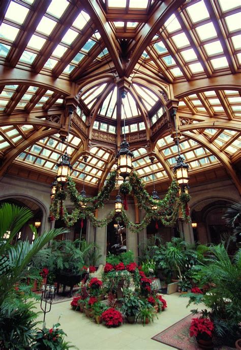 Winter Garden Inside Biltmore House With Christmas Decorations