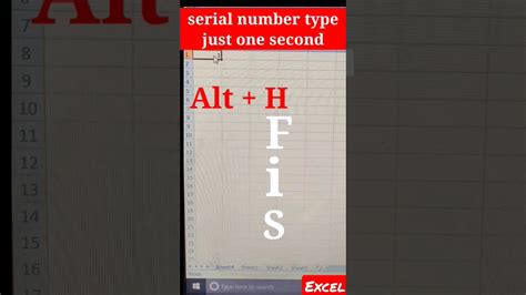 Type Serial Number Excel Shortcut Key Exceltips Youtube