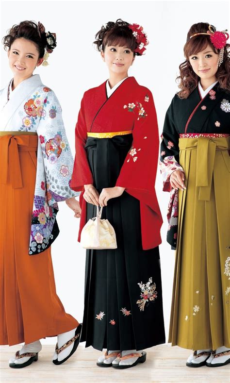 Japanese Models As Graduates Wearing Hakama Over Kimono Hakama Are A