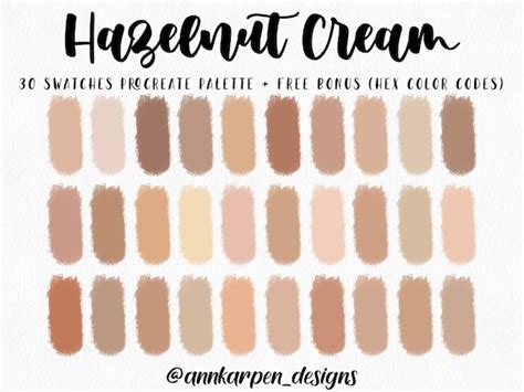 Hazelnut Cream Procreate Palette 30 HEX Color Codes Instant Etsy