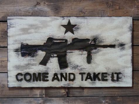 Come And Take It Ar15 Handmade Wooden American Flags Veteran Made
