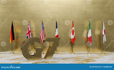 Sommet Du G7 Drapeaux Des Membres Du Groupe Des Sept Du G7 Et Liste