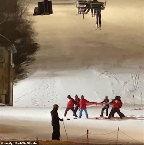 Skier Dangles From Chairlift By Her Jacket Daily Mail Online