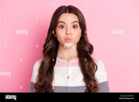 Photo Of Young Attractive Charming Preteen Girl Pouted Lips Send Air