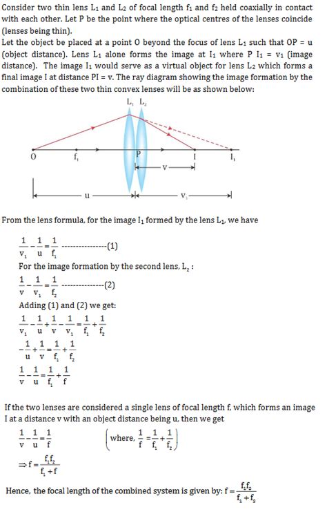 Some basic knowledge of the concept can help you choose the right lens for a particular subject and know what to expect even before you look through the viewfinder. Two thin convex lens L1 and L2 of focal lengths f1 and f2 ...