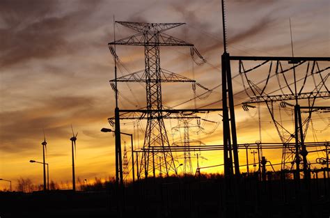 Energy Current Poles Energy Current High Voltage Line Sunrise