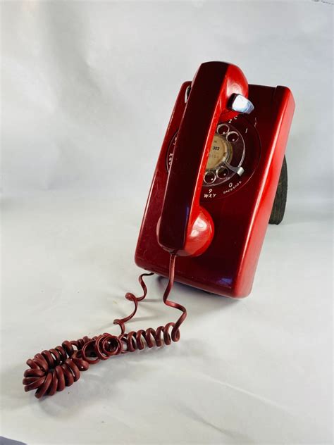Gorgeous Red Vintage Rotary Dial Wall Phone With Back Plate Etsy