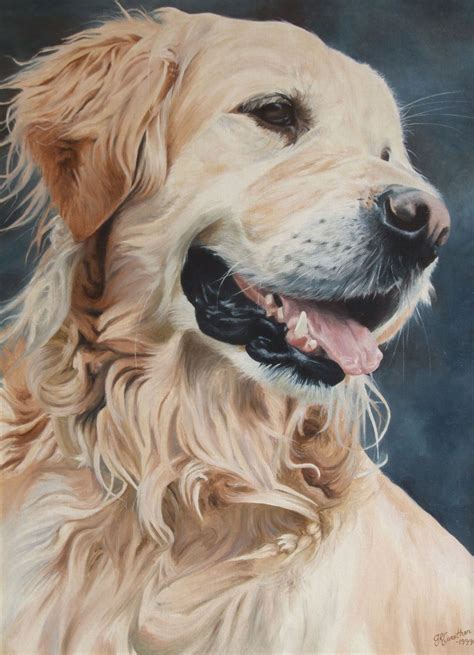 Golden Retriever Dog Portrait Oil Painting On Canvas Oilpaintingdog