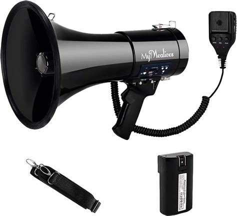 Mymealivos Megaphone With Siren Bullhorn 50 Watt Bullhorn Speaker With