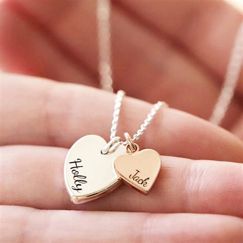 Personalised Double Heart Charm Necklace Lisa Angel