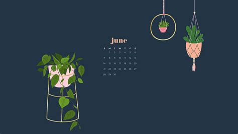 Free June Wallpapers — 9 Designs In Sunday And Monday Starts Wallpaper