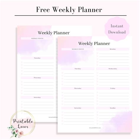 PDF A Weekly Planner Printable Calendars Planners Paper Paper Party Supplies Etna Com Pe