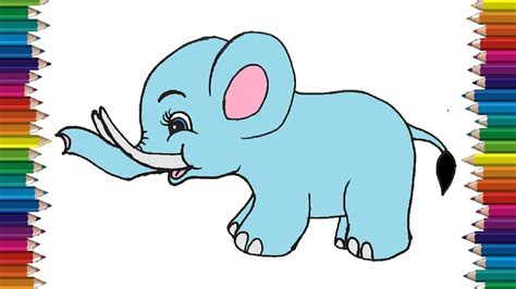 How To Draw A Baby Elephant Step By Step Cartoon Elephant Drawing