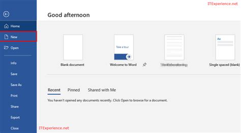 Start Word 2016 With Blank Document