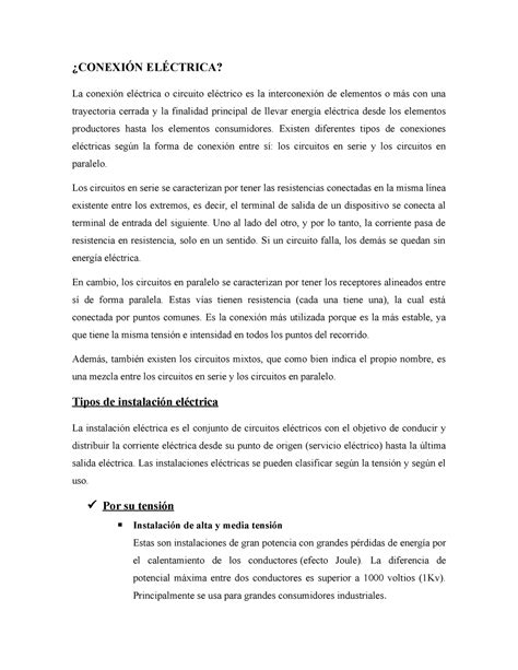 Conexión Eléctrica Conexiones Electricas P1 ElÉctrica La Conexión Eléctrica O Circuito