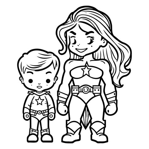 Premium Vector A Cartoon Of A Boy And A Girl In A Superhero Costume