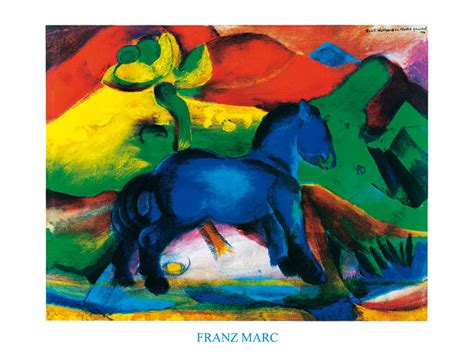Franz Marc Blaues Pferdchen Mit Schrift Poster Kunstdruck Bei