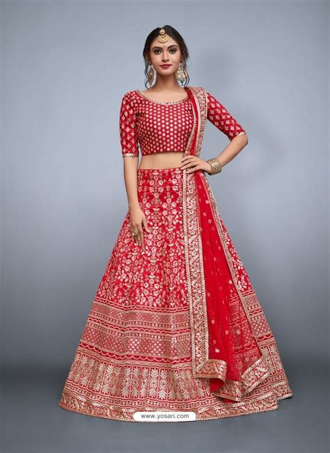 Buy Red Heavy Embroidered Wedding Lehenga Choli Wedding Lehenga Choli