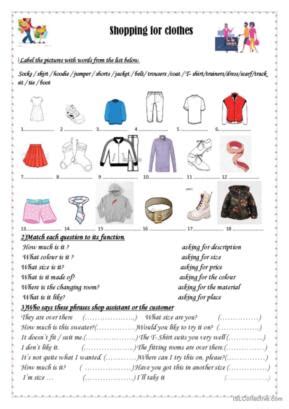 Shopping For Clothes English Esl Worksheets Pdf Doc