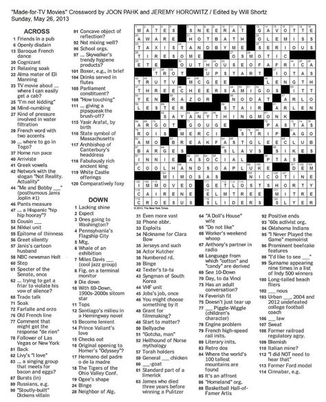 Movie Themed Crossword Puzzles Printable Printable Word Searches