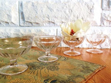 Clear Glass Footed Dessert Dish Set Of 4 Dessert Dishes Dish Sets Glass