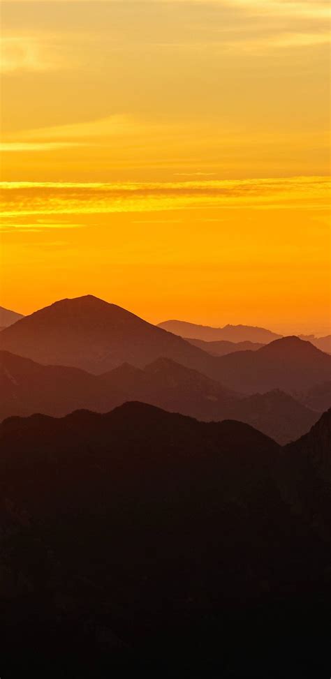 1440x2960 Beautiful Horizon Sunset Mountains Dusky Sky Wallpaper