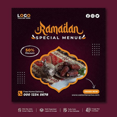 Premium Psd Islamic Ramadan Kareem Food Iftar Party Social Media Post