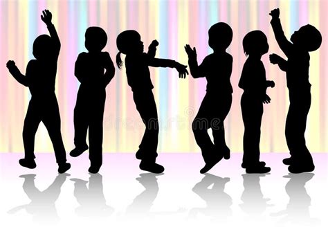 Dancing Children Silhouettes Stock Vector Illustration Of Concept