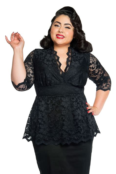 Pinup Girl Clothing Linden Lace Top In Black Plus Size Pinup Girl