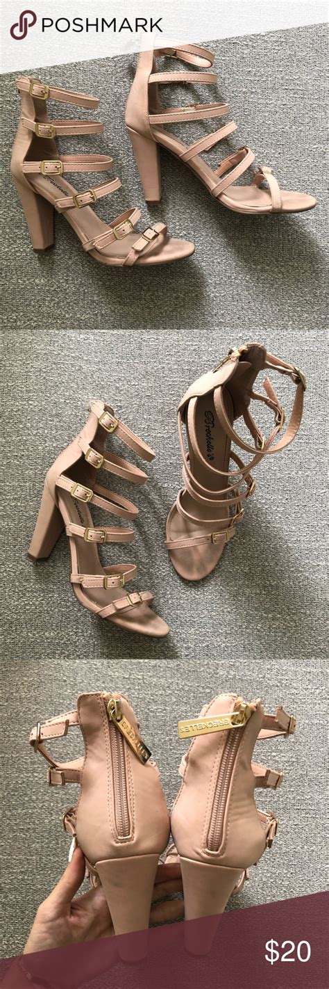 Light Pink Strappy Heels With Gold Buckles Pink Strappy Heels
