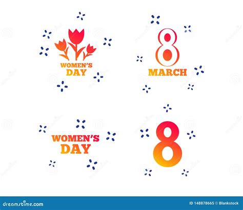 8 March Women S Day Icons Flowers Symbols Vector Stock Vector