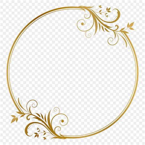Bingkai Lingkaran Emas Dengan Ilustrasi Vektor Ornamen Bunga Antik