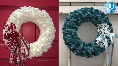 Wintry Chunky Yarn Wreath Chunky Yarn Wreath Yarn Wreath Loopy Yarn