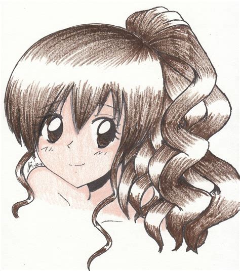 | how to color anime hair. Drawing Of A Girl With Curly Hair. | Colored curly hair ...