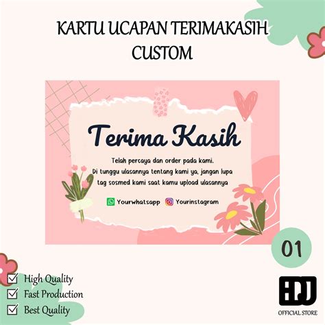 Jual Kartu Ucapan Terimakasih Olshop Custom Kartu Ucapan Olshop Bisa