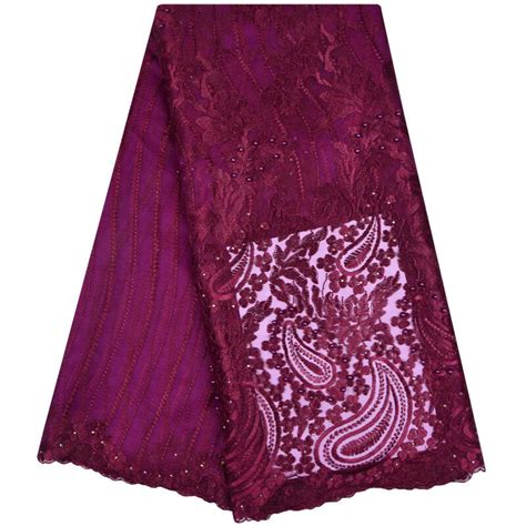 High Class African Cord Lace With Stone Nigerian Embroidered Guipure Lace Fabrics For Women