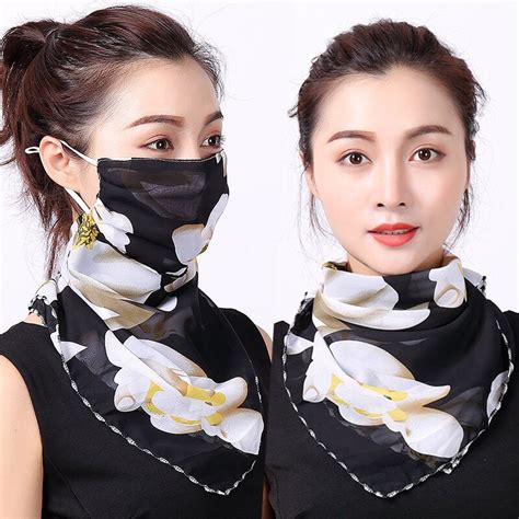 Outdoor Cycling Windproof Women Multifunction Silk Scarves Face Mask Dust Proof Breathable
