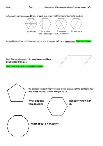 2d Shapes Shapes In Shapes Fraction Within Shapes Teaching Resources