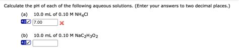 Solved Calculate The PH Of Each Of The Following Aqueous Chegg Com
