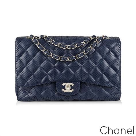 Chanel Classic Jumbo Single Flap Perforated Lambskin Leather Handbag