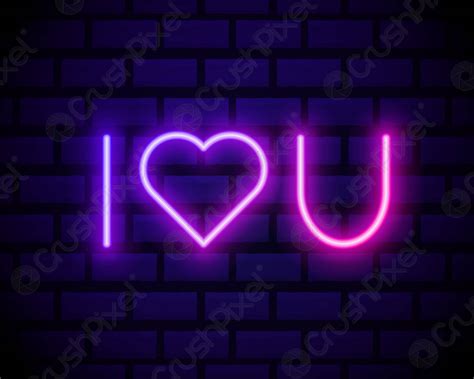 I Love You Neon Heart Sign Neon Text I Love Stock Vector Crushpixel