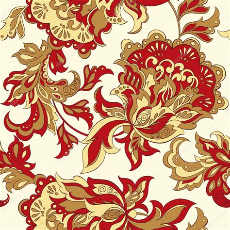 Folkloric Flowers Seamless Pattern Ethnic Floral Vector Ornament Stock