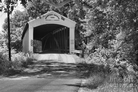 Newport Covered Bridge Landscape Black And White Photograph By Adam