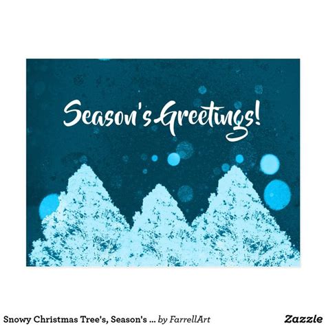 Snowy Christmas Trees Seasons Greetings Postcard