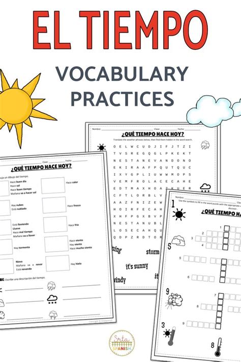 El tiempo (del latín tempus) es una magnitud física con la que se mide la duración o separación de acontecimientos. El Tiempo Spanish Weather Vocabulary Practices | Weather ...