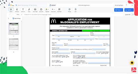 Mcdonalds Job Application Pdf Blank Sign Forms Online — Pdfliner