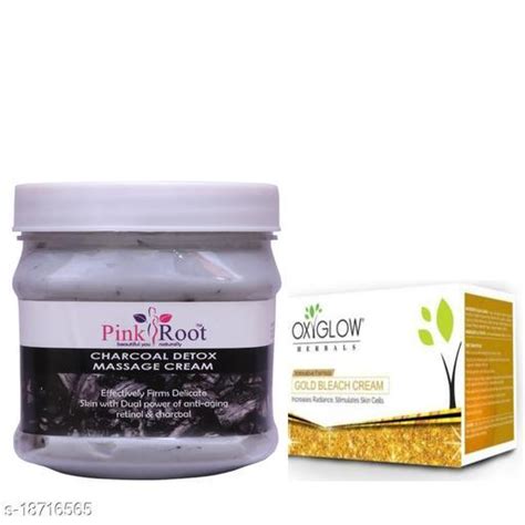 Pink Root Charcoal Cream 500gm With Oxyglow Gold Bleach Cream 50gm