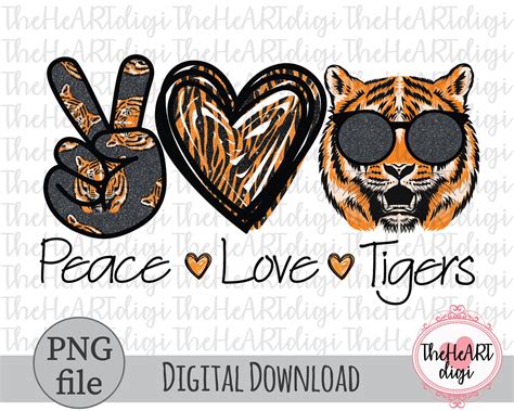 Peace Love Tigers Png Tiger With Sunglasses Sublimation Etsy