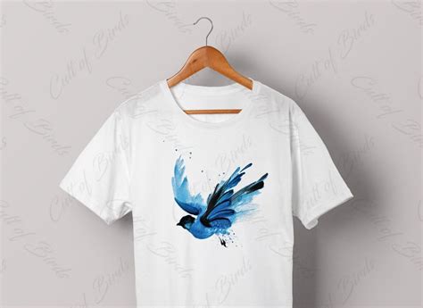 Illustration With Oil Painted Flying Blue Bird With Spread Etsy
