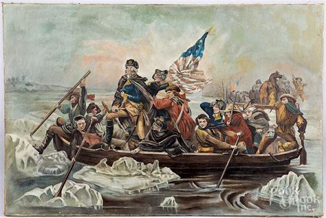 Oil On Canvas Of Washington Crossing The Delaware Sold At Auction On